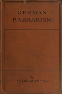 Cover of German Barbarism A Neutral's Indictment