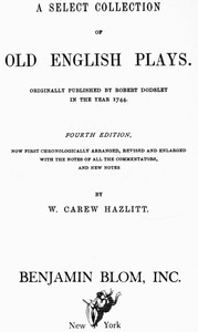 Cover of A Select Collection of Old English Plays, Volume 15