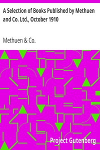Cover of A Selection of Books Published by Methuen and Co. Ltd., October 1910