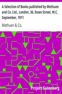 Cover of A Selection of Books published by Methuen and Co. Ltd., London, 36, Essex Street, W.C, September, 19