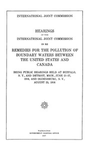 Cover of Hearings of the International Joint Commission in re remedies for the pollution of boundary waters b