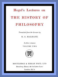 Cover of Hegel's Lectures on the History of Philosophy Volume 2 (of 3)