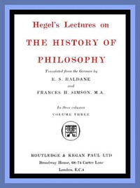 Cover of Hegel's Lectures on the History of Philosophy Volume 3 (of 3)