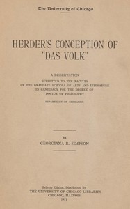 Cover of Herder's conception of das Volk