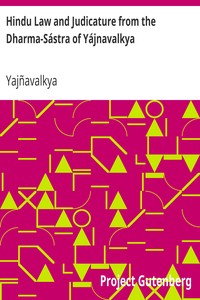 Cover of Hindu Law and Judicature from the Dharma-Sástra of Yájnavalkya