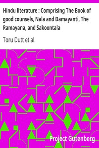 Cover of Hindu literature Comprising The Book of good counsels, Nala and Damayanti, The Ramayana, and Sakoon