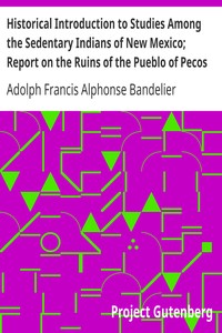 Cover of Historical Introduction to Studies Among the Sedentary Indians of New Mexico; Report on the Ruins of