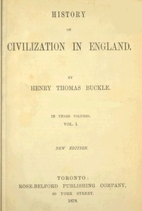 Cover of History of Civilization in England,  Vol. 1 of 3