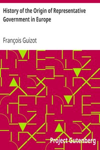 Cover of History of the Origin of Representative Government in Europe