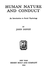 Cover of Human Nature and Conduct An introduction to social psychology