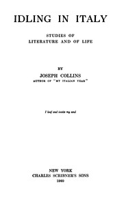 Cover of Idling in Italy Studies of literature and of life