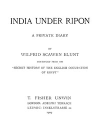 Cover of India under Ripon A Private Diary