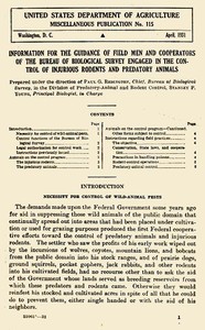 Cover of Information for the Guidance of Field Men and Cooperators of the Bureau of Biological Survey Engaged