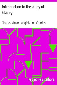 Cover of Introduction to the study of history