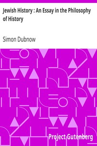 Cover of Jewish History  An Essay in the Philosophy of History