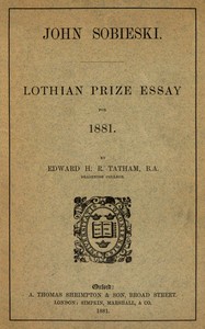 Cover of John Sobieski Lothian prize essay for 1881