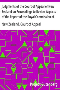 Cover of Judgments of the Court of Appeal of New Zealand on Proceedings to Review Aspects of the Report of th
