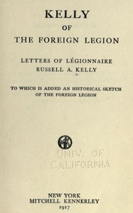 Cover of Kelly of the Foreign Legion Letters of Légionnaire Russell A. Kelly