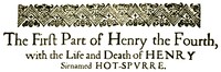 Cover of King Henry IV, the First Part