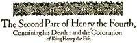 Cover of King Henry IV, the Second Part