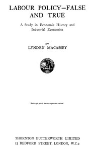 Cover of Labour policy—false and true