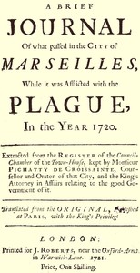 Cover of A brief Journal of what passed in the City of Marseilles, while it was afflicted with the Plague, in