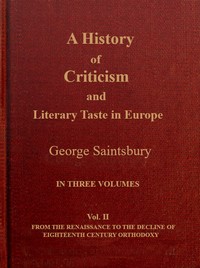 Cover of A history of criticism and literary taste in Europe from the earliest texts to the present day. Volu