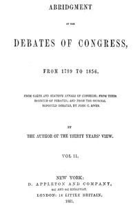 Cover of Abridgment of the Debates of Congress, from 1789 to 1856, Vol. 2 (of 16)