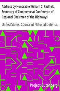 Cover of Address by Honorable William C. Redfield, Secretary of Commerce at Conference of Regional Chairmen o