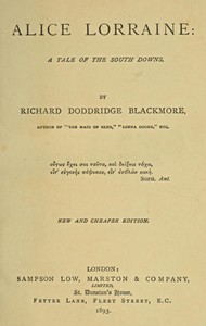 Cover of Alice Lorraine A Tale of the South Downs