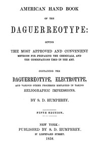 Cover of American Hand Book of the Daguerreotype