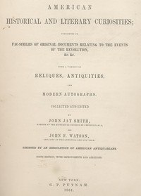 Cover of American Historical and Literary Curiosities, Series One