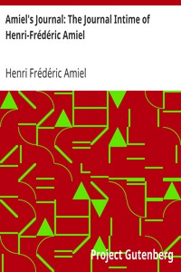 Cover of Amiel's Journal The Journal Intime of Henri-Frédéric Amiel