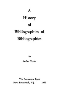 Cover of A History of Bibliographies of Bibliographies