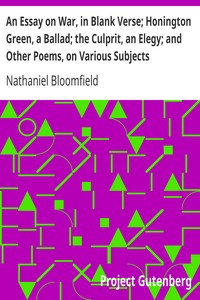 Cover of An Essay on War, in Blank Verse; Honington Green, a Ballad; the Culprit, an Elegy; and Other Poems,
