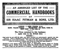 Cover of An abridged list of Commercial Handbooks of Sir Isaac Pitman & Sons, Ltd