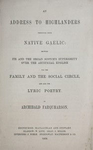 Cover of An address to Highlanders respecting their native Gaelic
