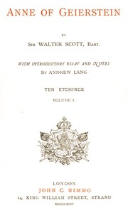 Cover of Anne of Geierstein; Or, The Maiden of the Mist. Volume 1 (of 2)