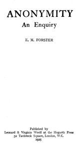 Cover of Anonymity