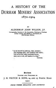 Cover of A History of the Durham Miner's Association 1870-1904