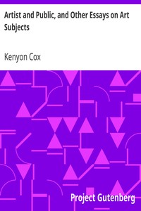 Cover of Artist and Public, and Other Essays on Art Subjects