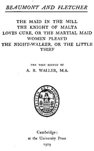 Cover of Beaumont and Fletcher's Works, Vol. 07 of 10