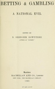 Cover of Betting & Gambling A National Evil