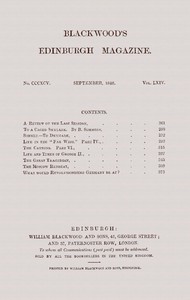 Cover of Blackwood's Edinburgh Magazine, Vol. 64, No. 395, September, 1848