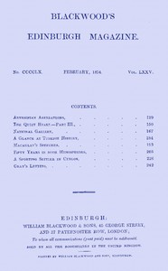 Cover of Blackwood's Edinburgh Magazine, Vol. 75, No. 460, February, 1854