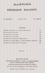 Cover of Blackwood's Edinburgh Magazine, Vol. 76, No. 466, August, 1854