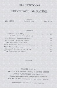 Cover of Blackwood's Edinburgh Magazine, Vol. 93, No. 569, March, 1863
