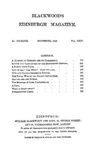Cover of Blackwood's Edinburgh Magazine, Volume 64, No. 397, November 1848