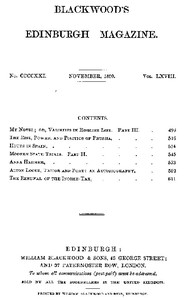 Cover of Blackwood's Edinburgh Magazine, Volume 68, No. 421, November 1850
