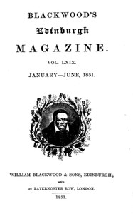 Cover of Blackwood's Edinburgh Magazine, Volume 69, No. 423, January 1851